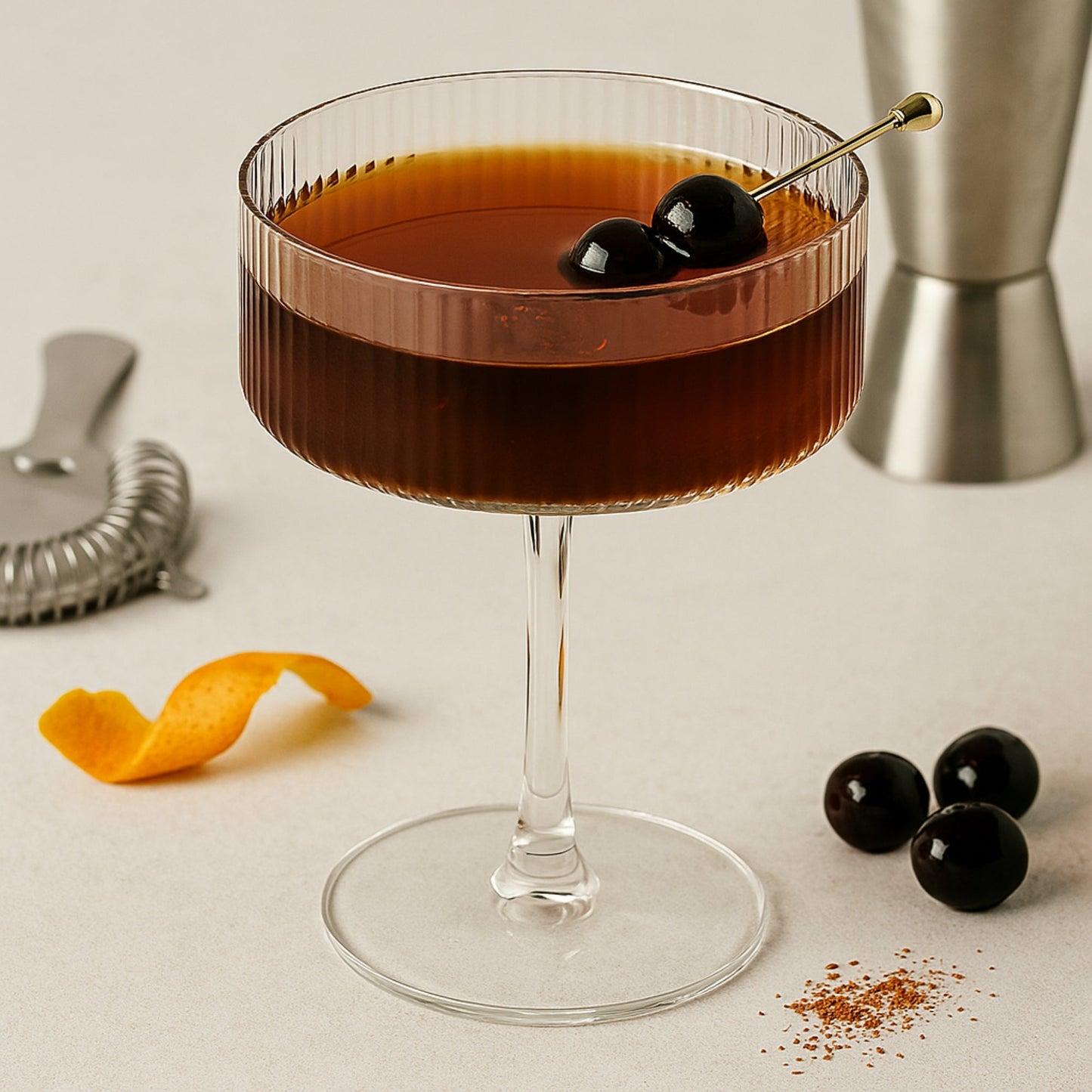 6 Ribbed Coupe Glasses Set - 10 oz - Drinkware - From Cocktail Craft