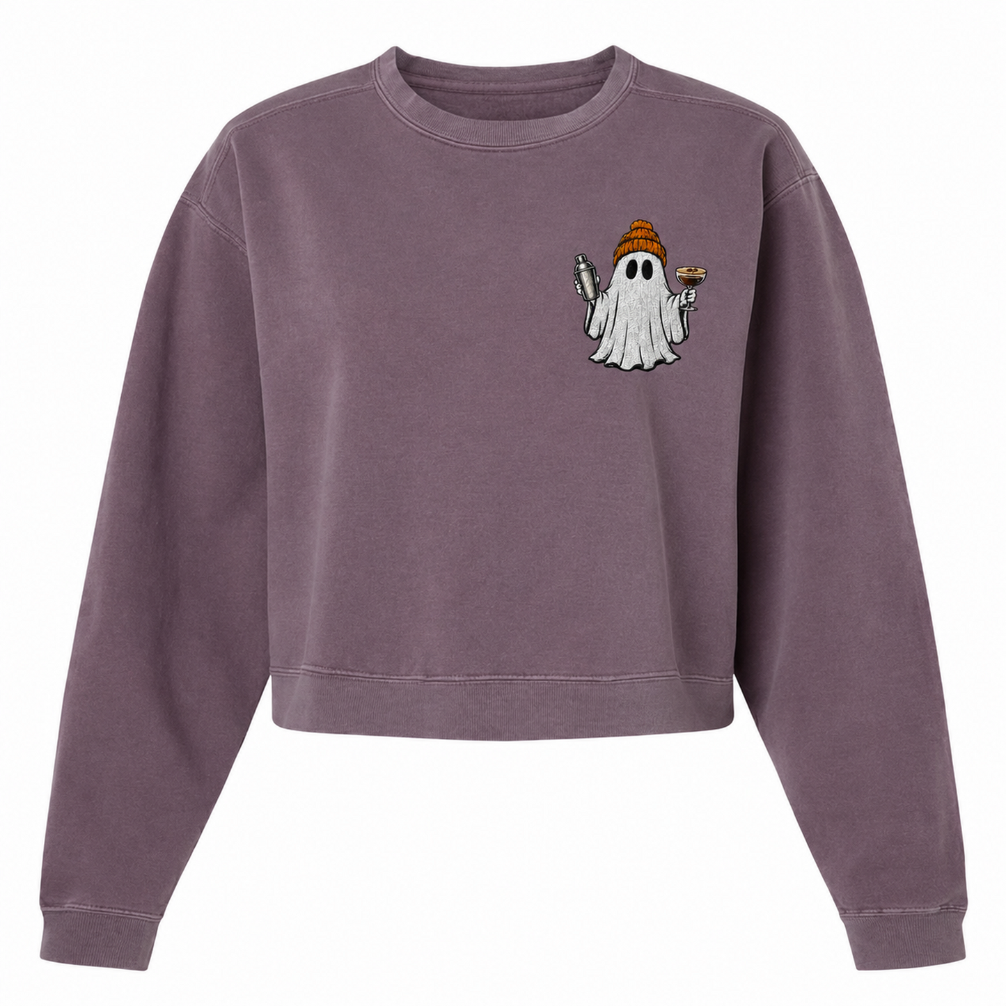 Embroidered Espresso Martini Ghost Women’s Mid-Length Crewneck