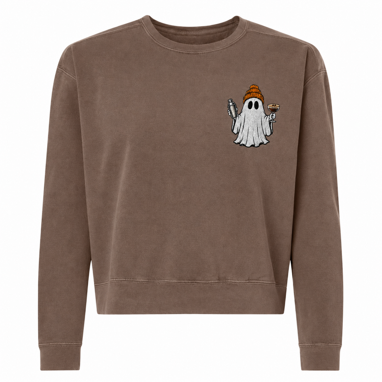 Embroidered Espresso Martini Ghost Women’s Mid-Length Crewneck