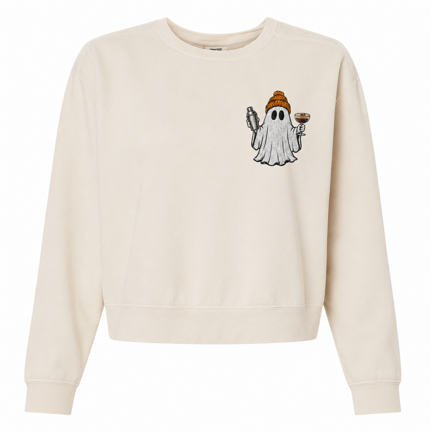 Embroidered Espresso Martini Ghost Women’s Mid-Length Crewneck