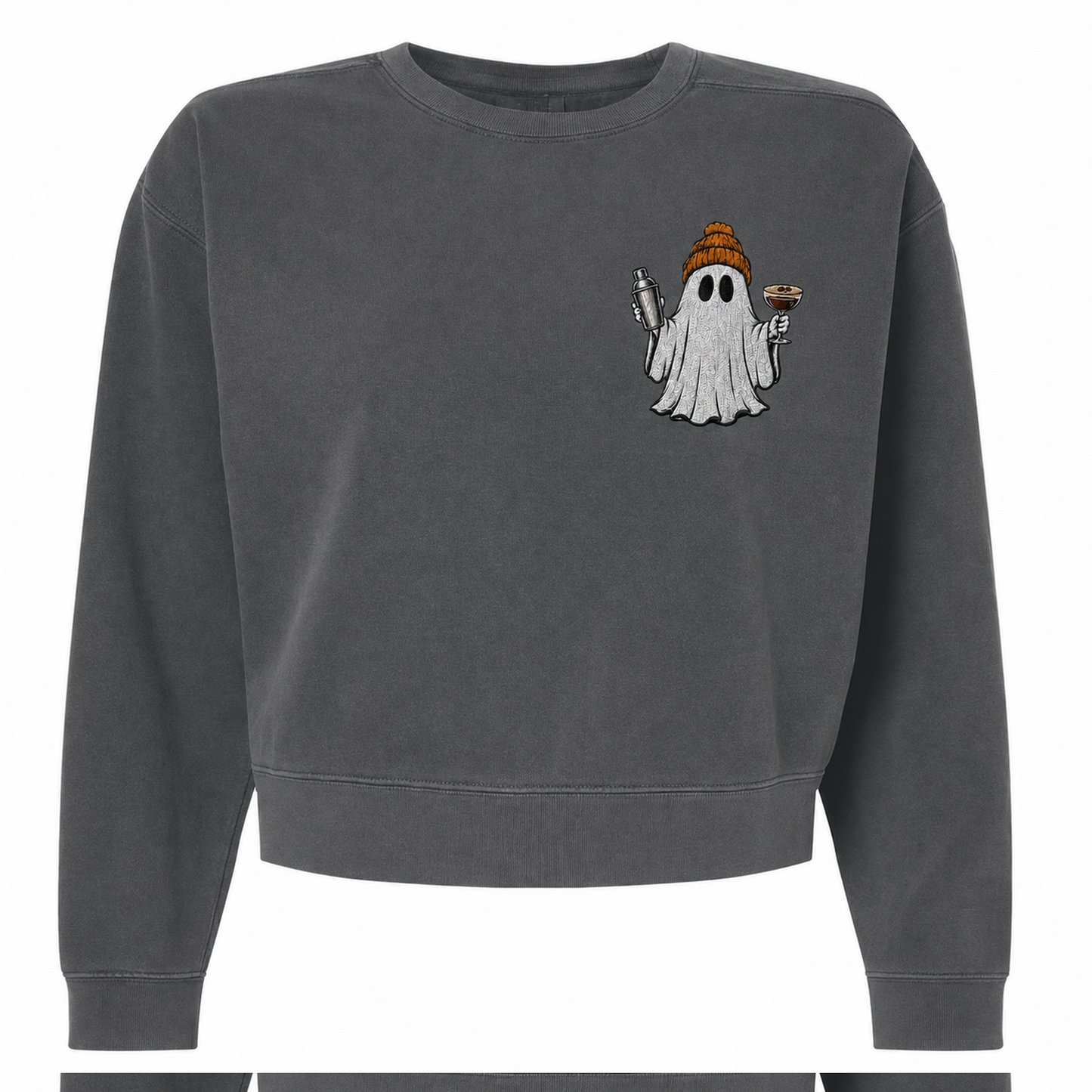 Embroidered Espresso Martini Ghost Women’s Mid-Length Crewneck