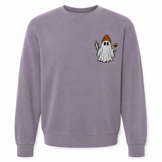 Embroidered Espresso Martini Ghost Crewneck Sweatshirt