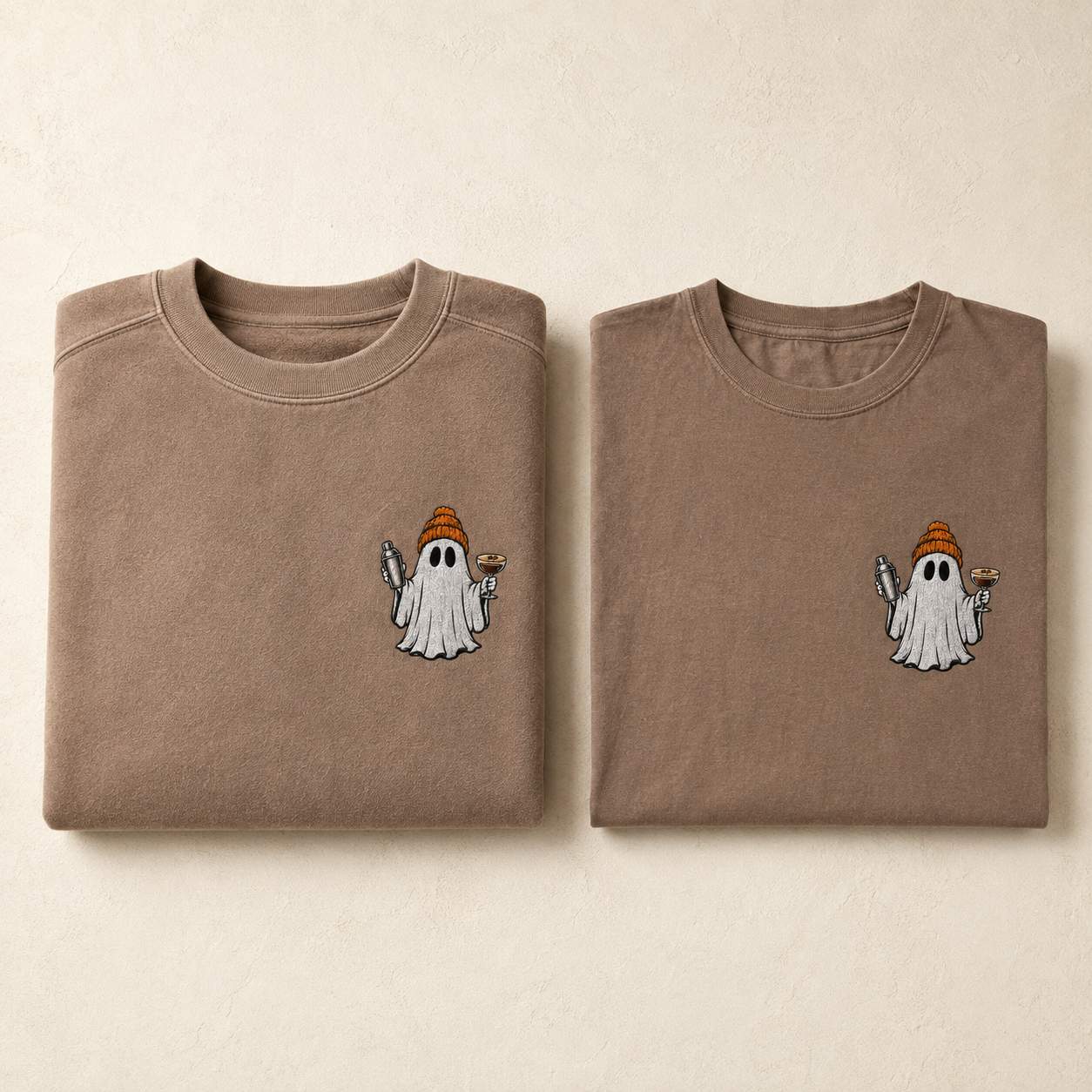 Embroidered Espresso Martini Ghost Crewneck Sweatshirt