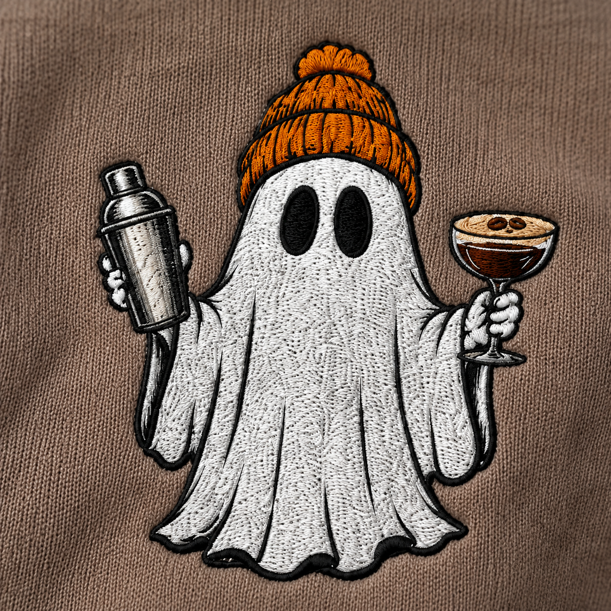 Embroidered Espresso Martini Ghost Crewneck Sweatshirt