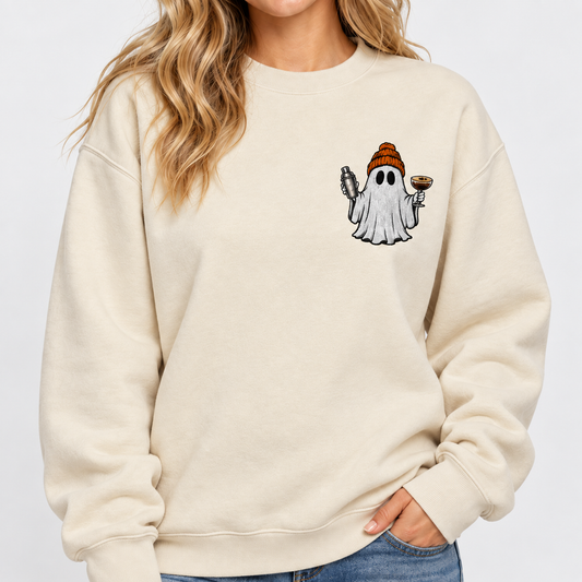Embroidered Espresso Martini Ghost Crewneck Sweatshirt